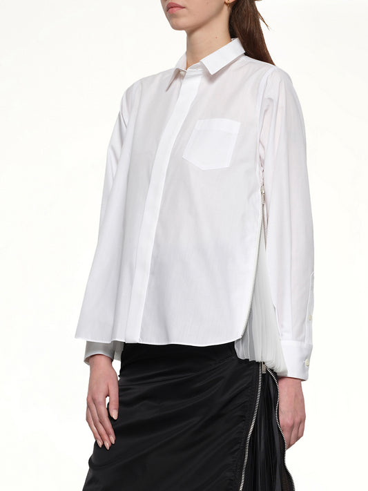 Poplin x Chiffon Shirt in Off White