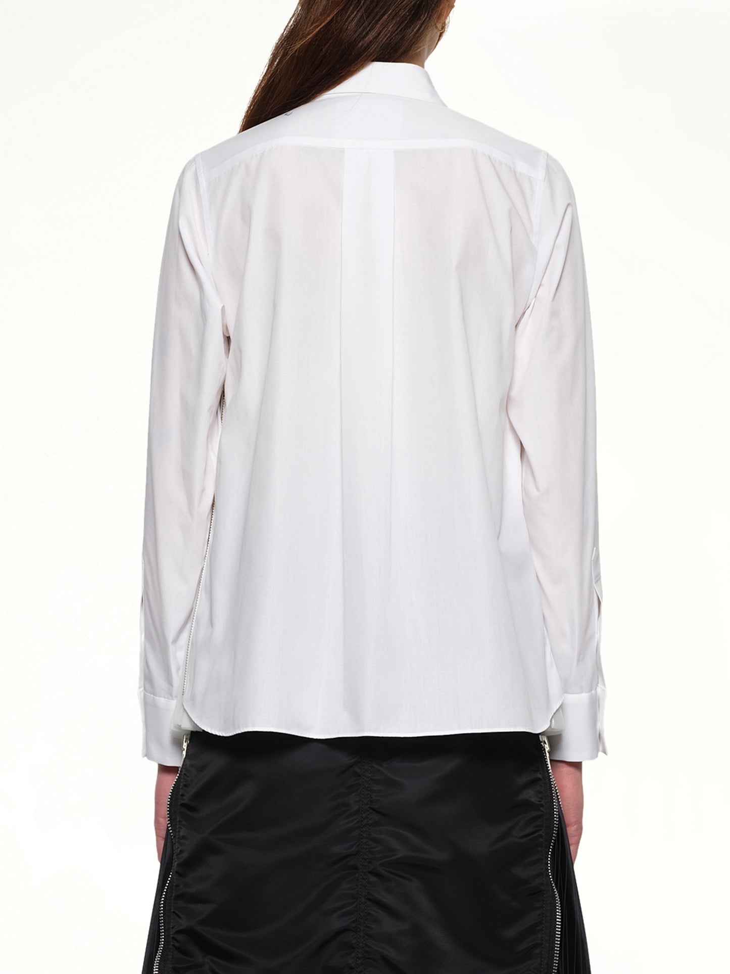 Poplin x Chiffon Shirt in Off White