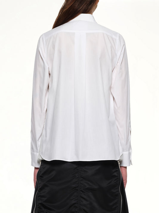 Poplin x Chiffon Shirt in Off White