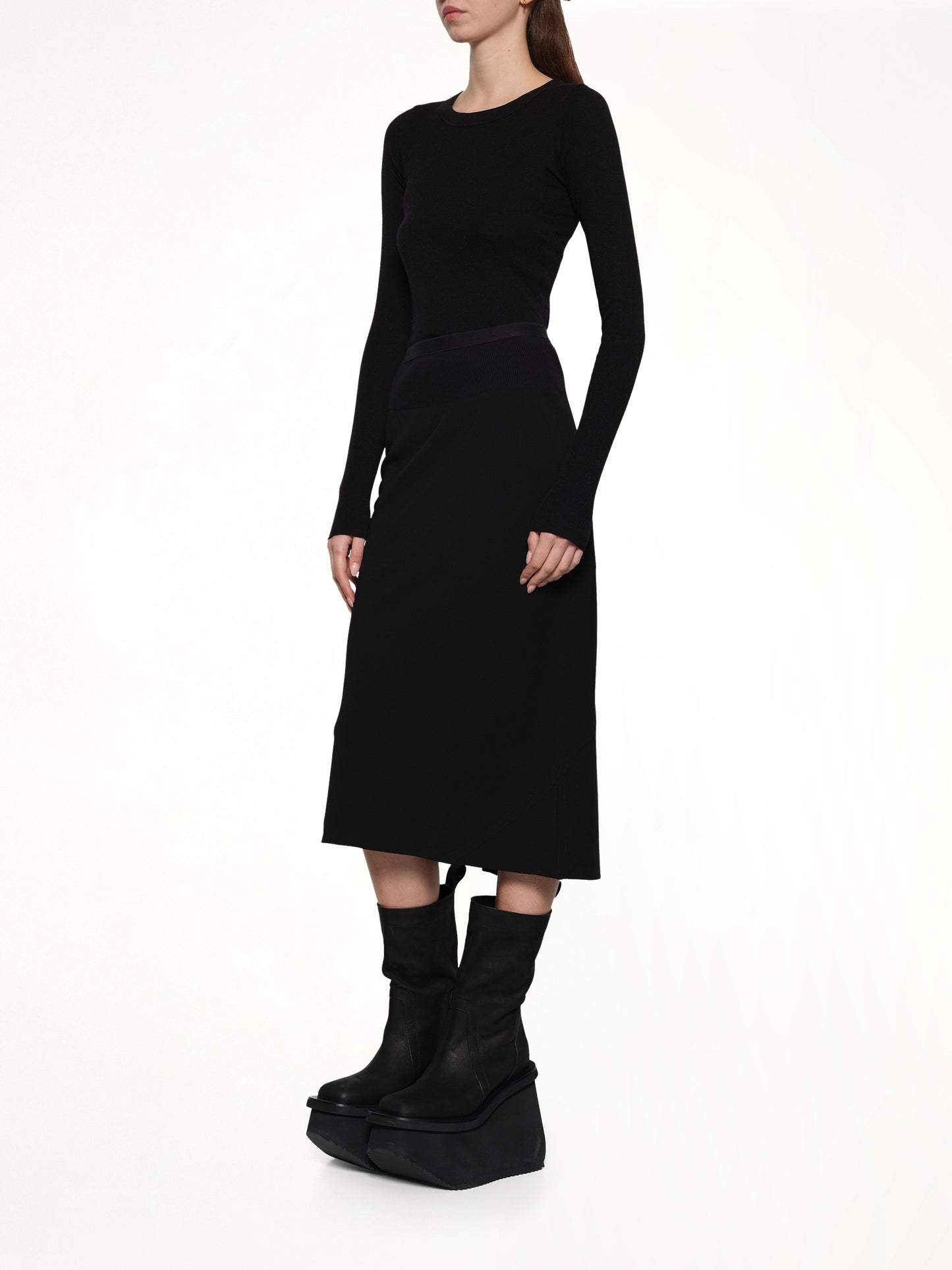 Knee Bias Light Skirt in Black