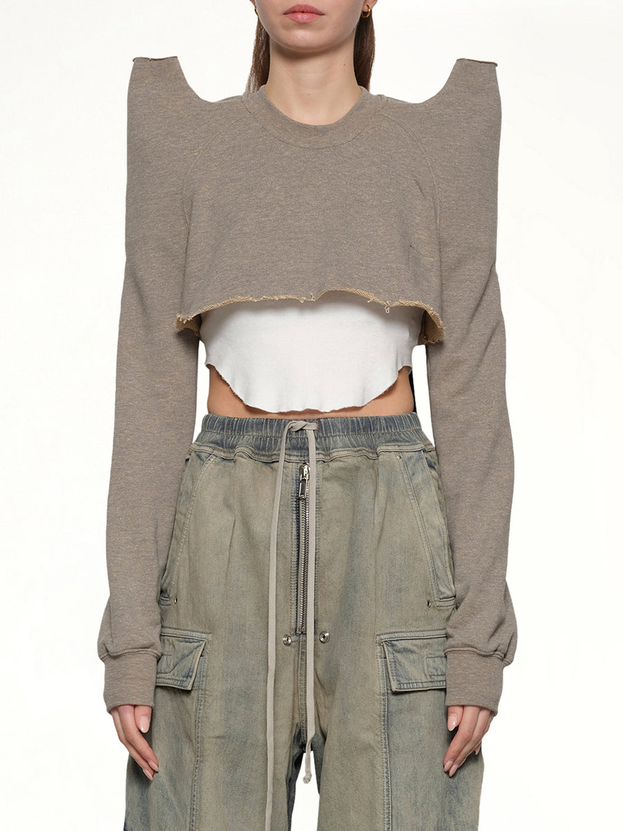 Cropped Tecsweat in Melange Grey