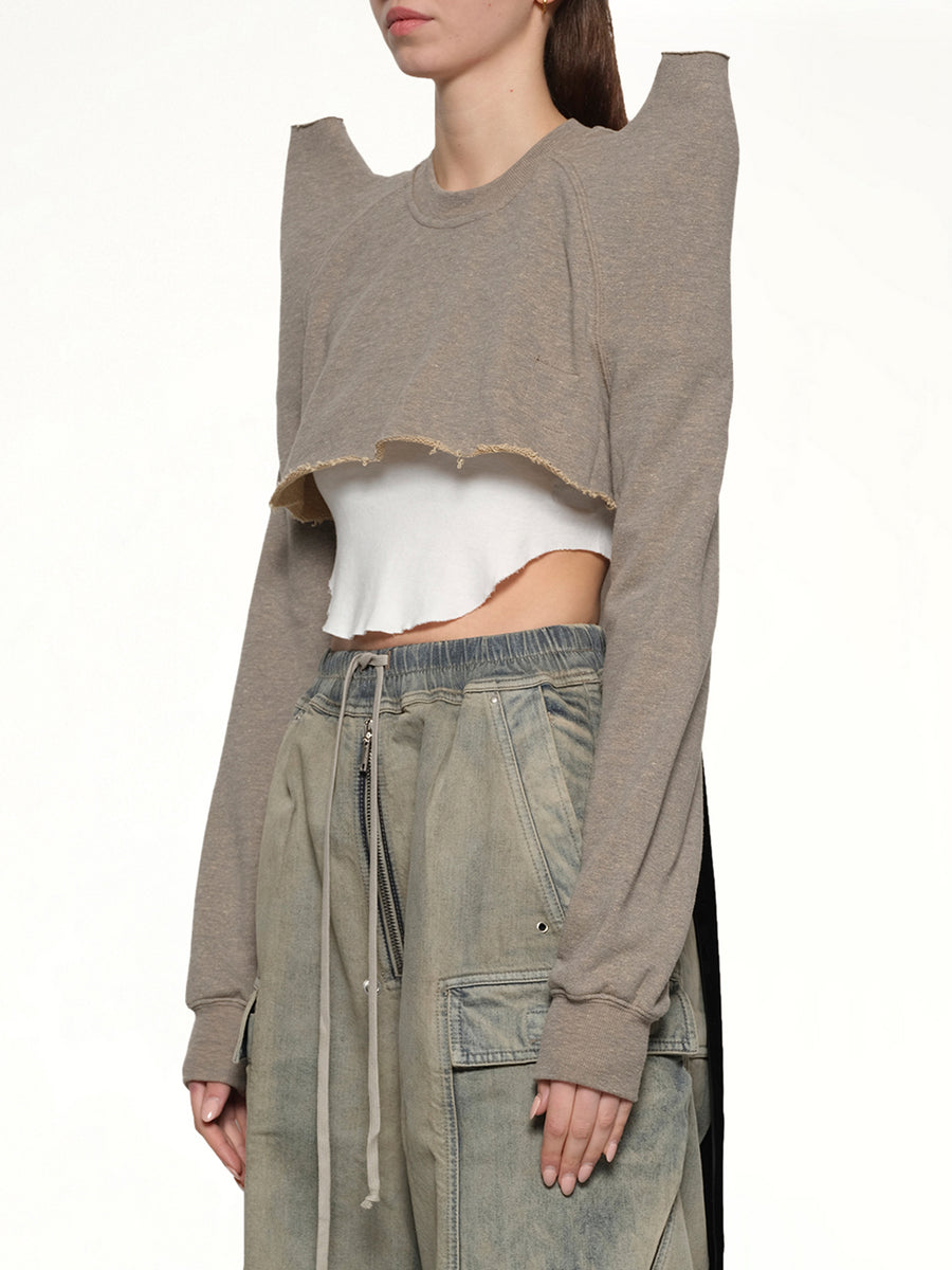 Cropped Tecsweat in Melange Grey