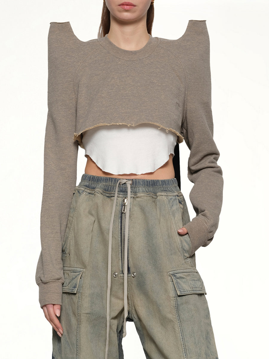 Cropped Tecsweat in Melange Grey