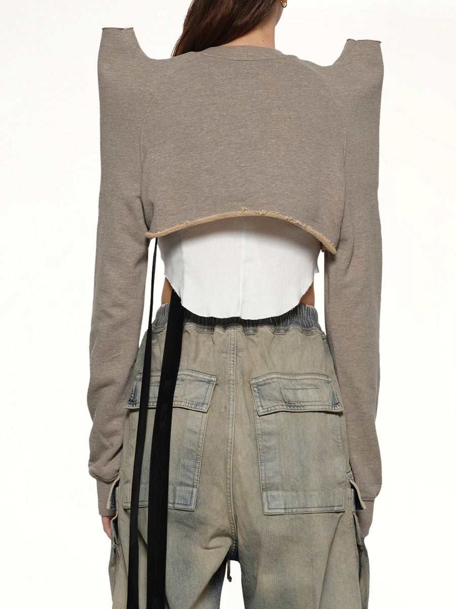 Cropped Tecsweat in Melange Grey