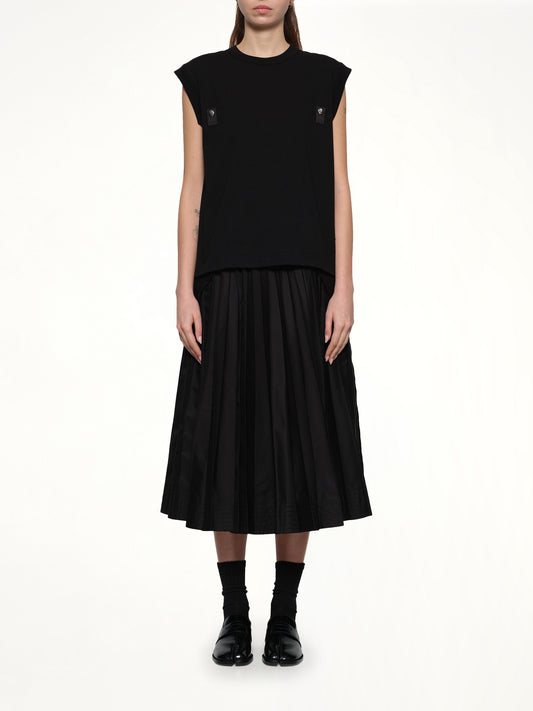 Cotton Jersey x Nylon Twill T-Shirt in Black