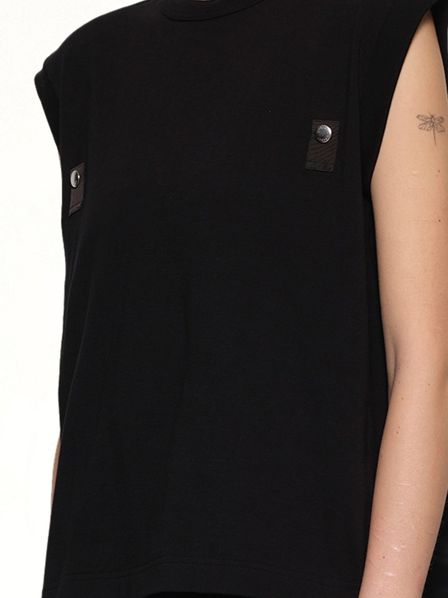 Cotton Jersey x Nylon Twill T-Shirt in Black