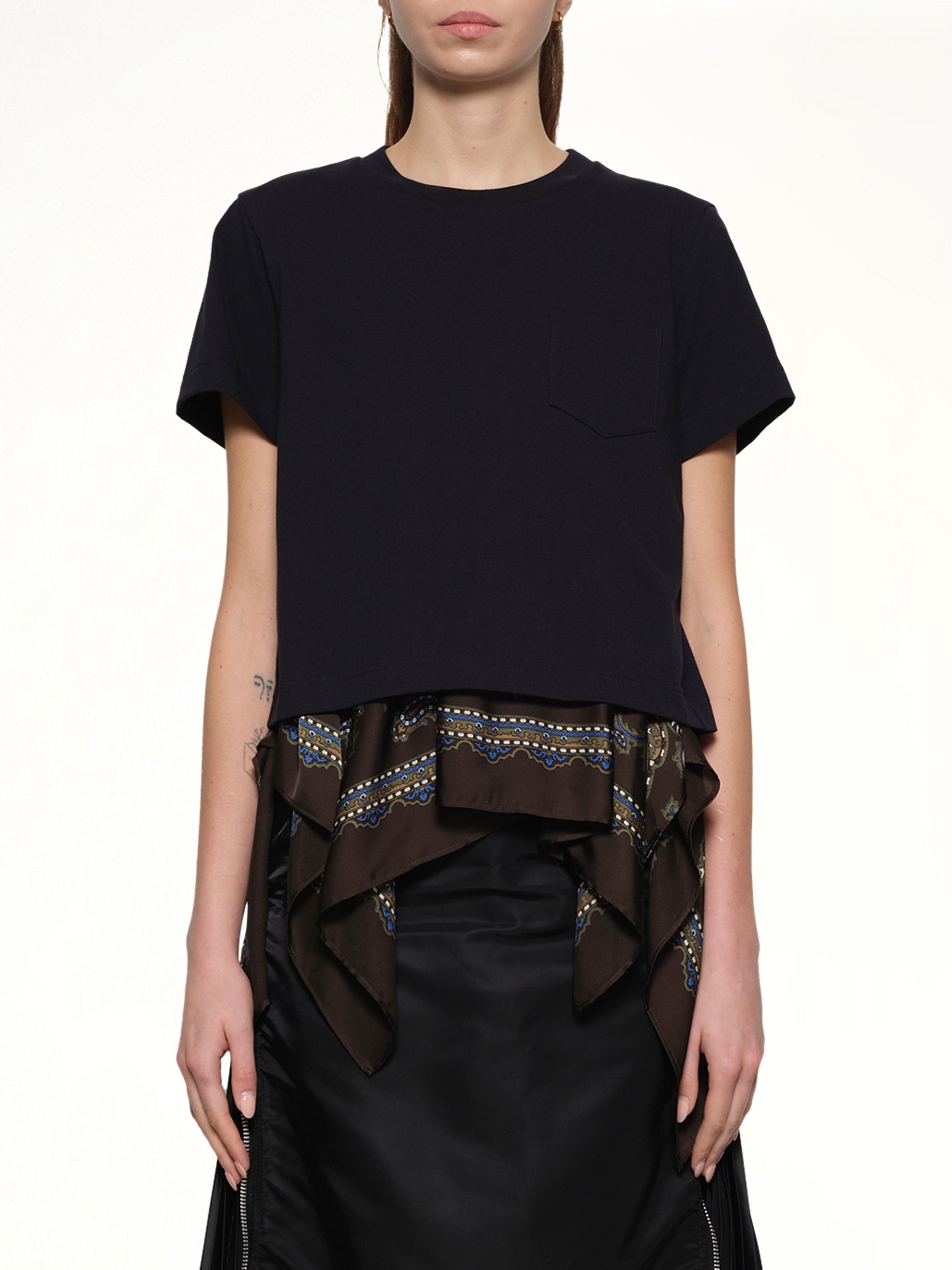 Paisley Print x Cotton Jersey T-Shirt in Navy/Khaki