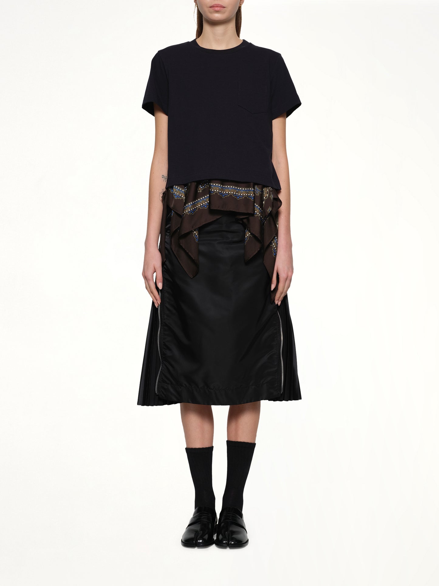 Paisley Print x Cotton Jersey T-Shirt in Navy/Khaki