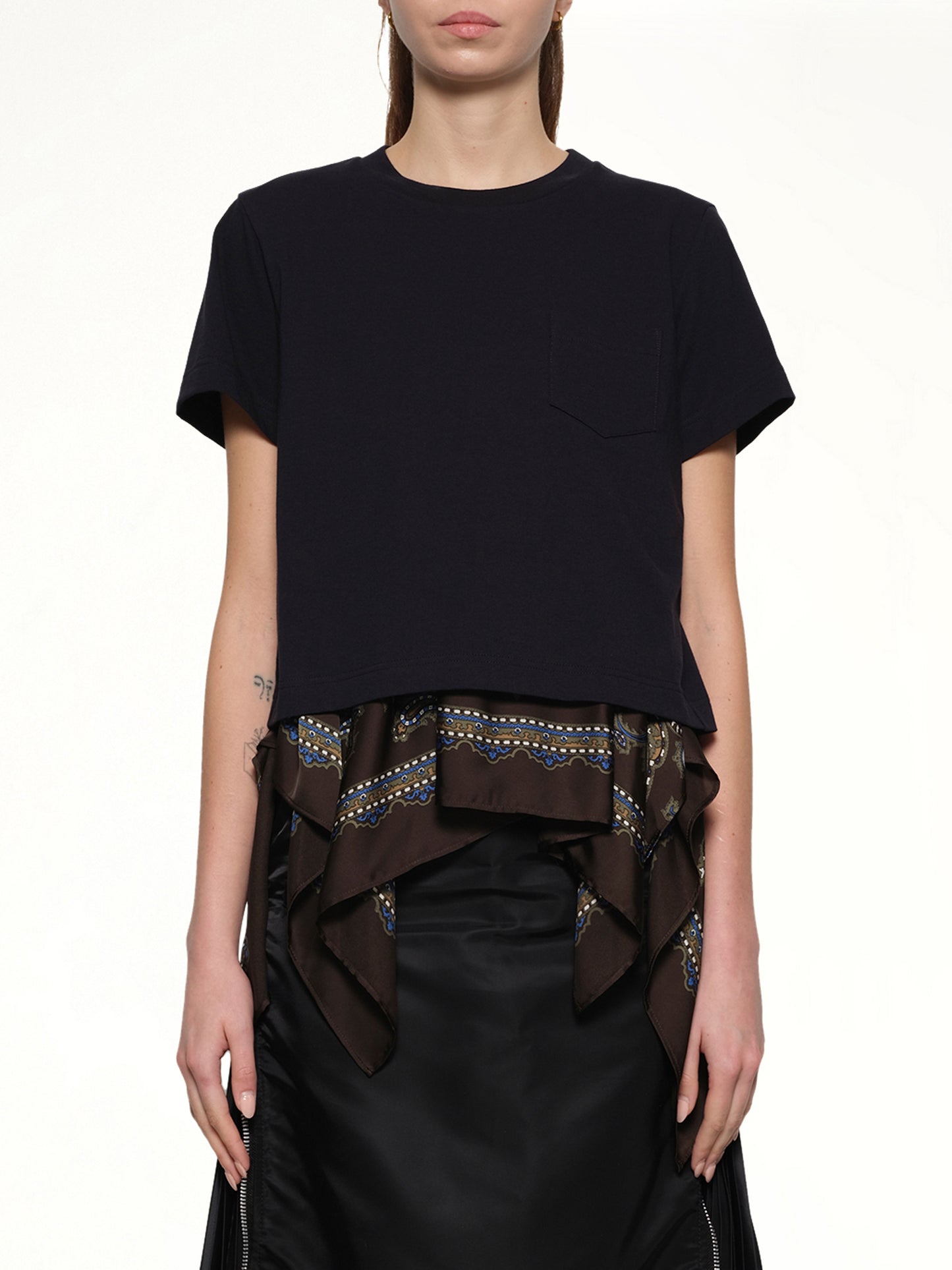 Paisley Print x Cotton Jersey T-Shirt in Navy/Khaki