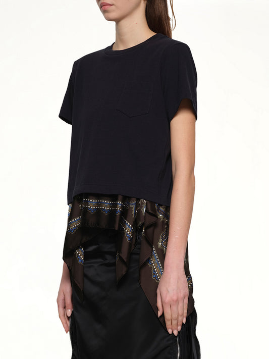 Paisley Print x Cotton Jersey T-Shirt in Navy/Khaki