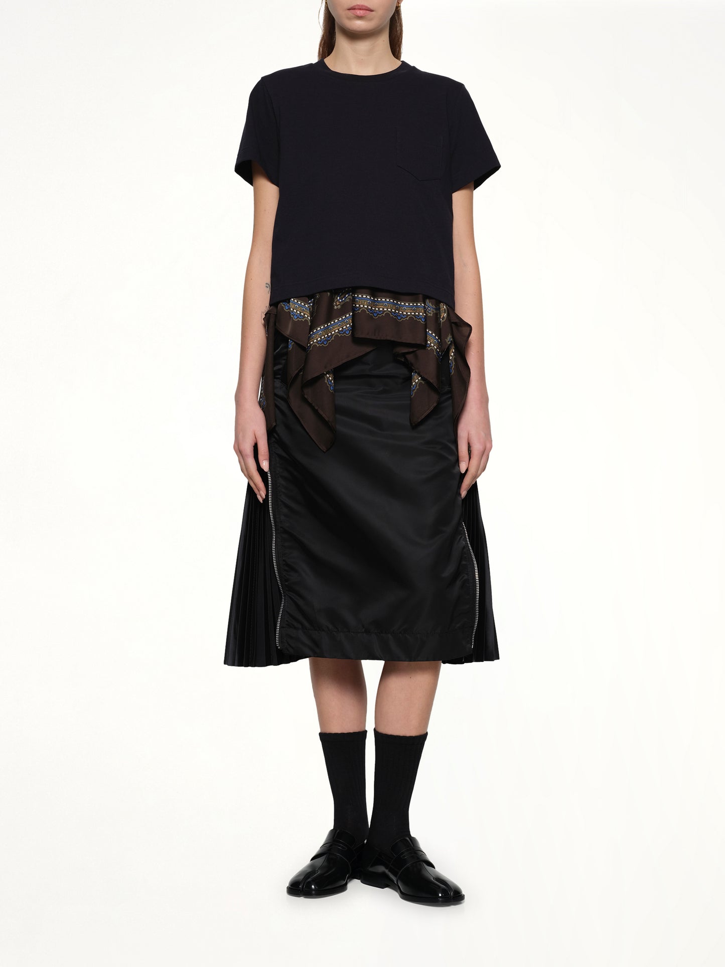 Paisley Print x Cotton Jersey T-Shirt in Navy/Khaki