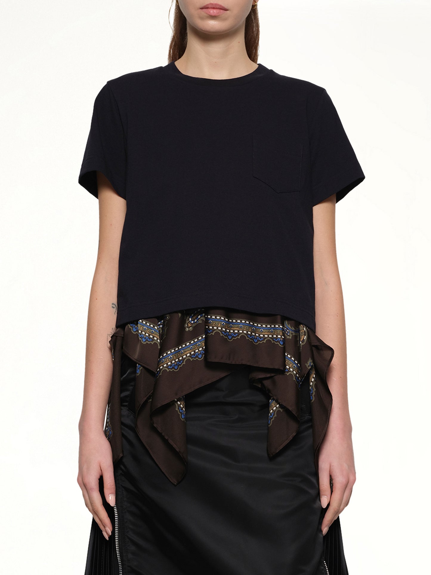 Paisley Print x Cotton Jersey T-Shirt in Navy/Khaki