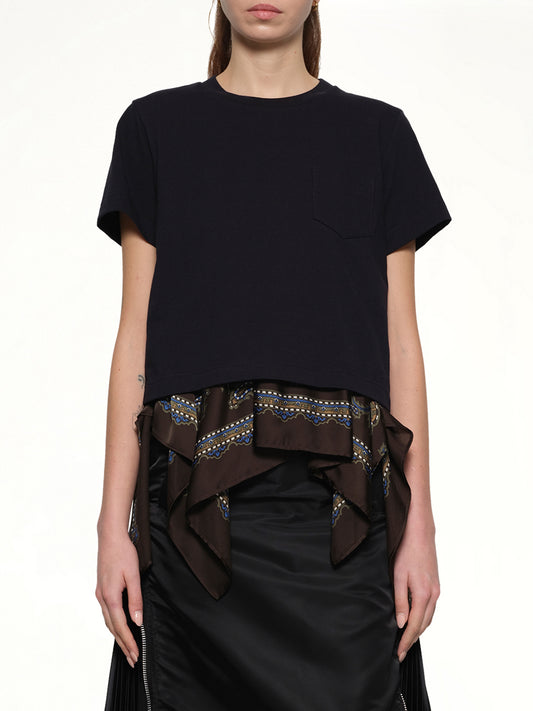 Paisley Print x Cotton Jersey T-Shirt in Navy/Khaki