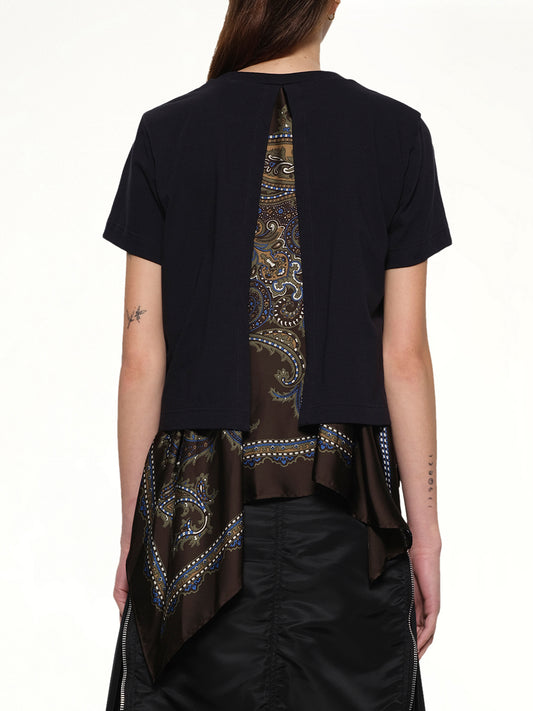 Paisley Print x Cotton Jersey T-Shirt in Navy/Khaki