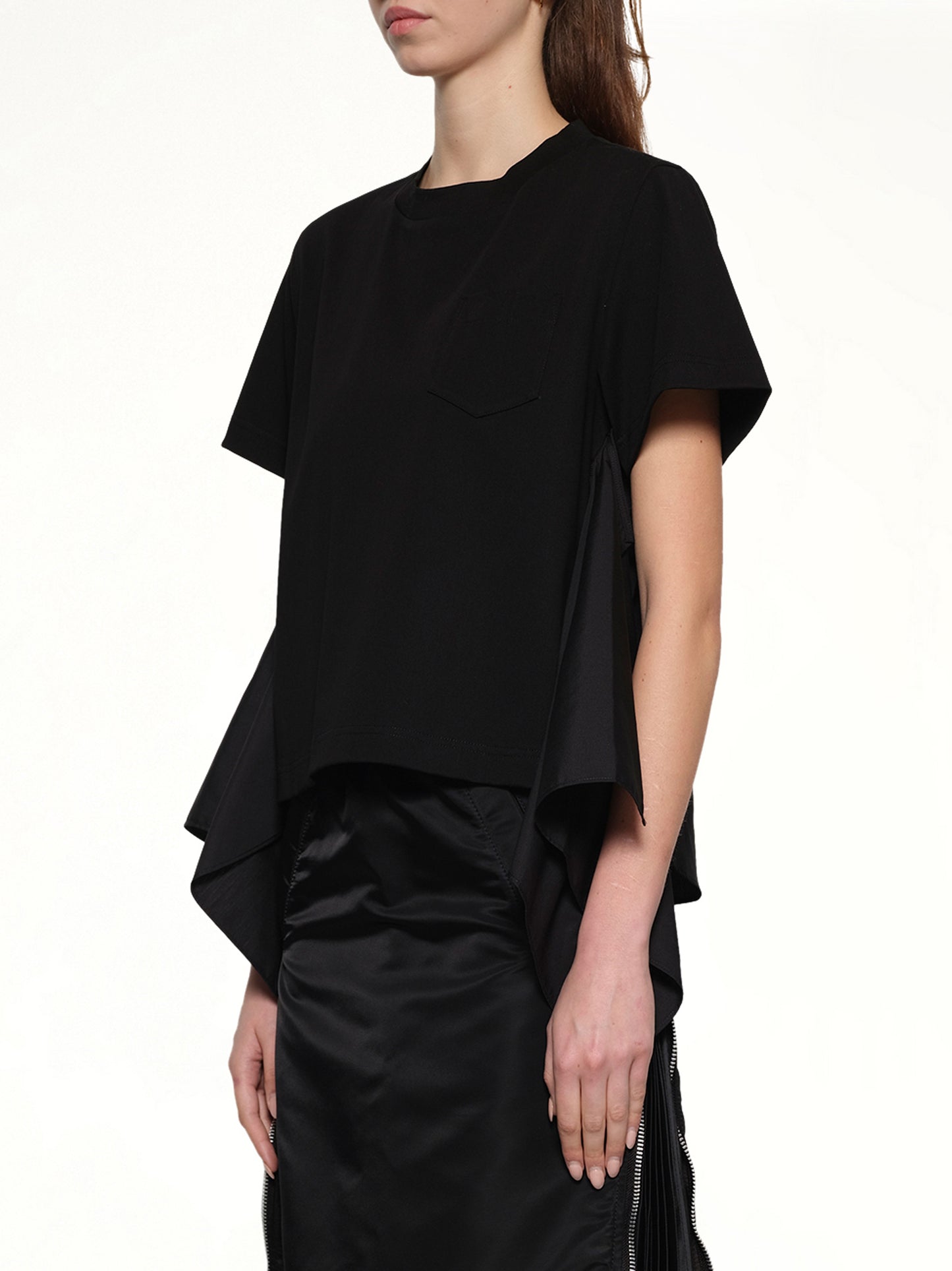 Poplin x Cotton Jersey T-Shirt in Black