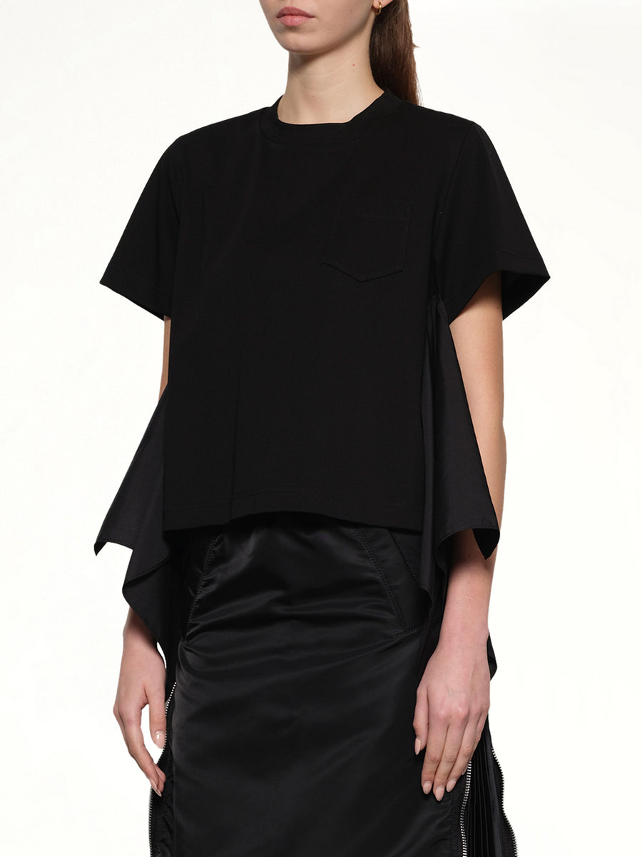 Poplin x Cotton Jersey T-Shirt in Black