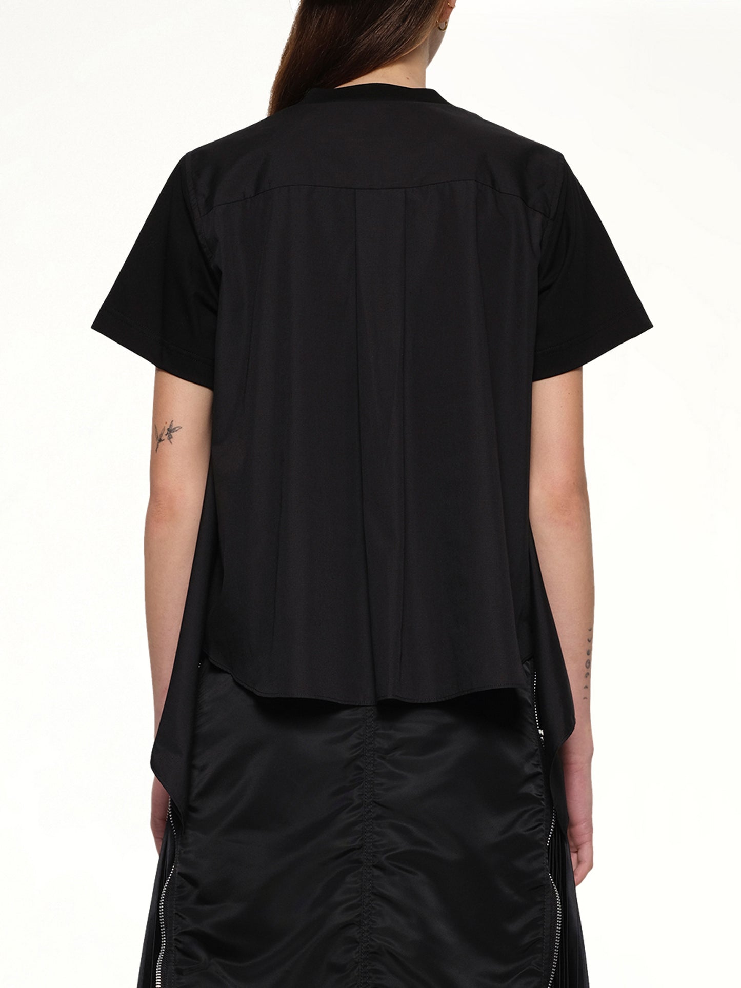 Poplin x Cotton Jersey T-Shirt in Black