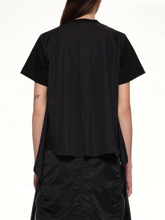 Poplin x Cotton Jersey T-Shirt in Black