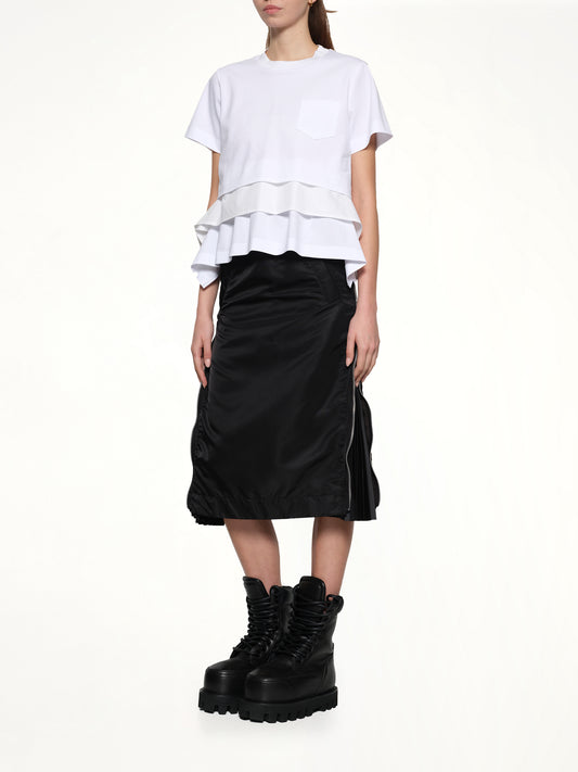 Poplin x Cotton Jersey T-Shirt in Off White