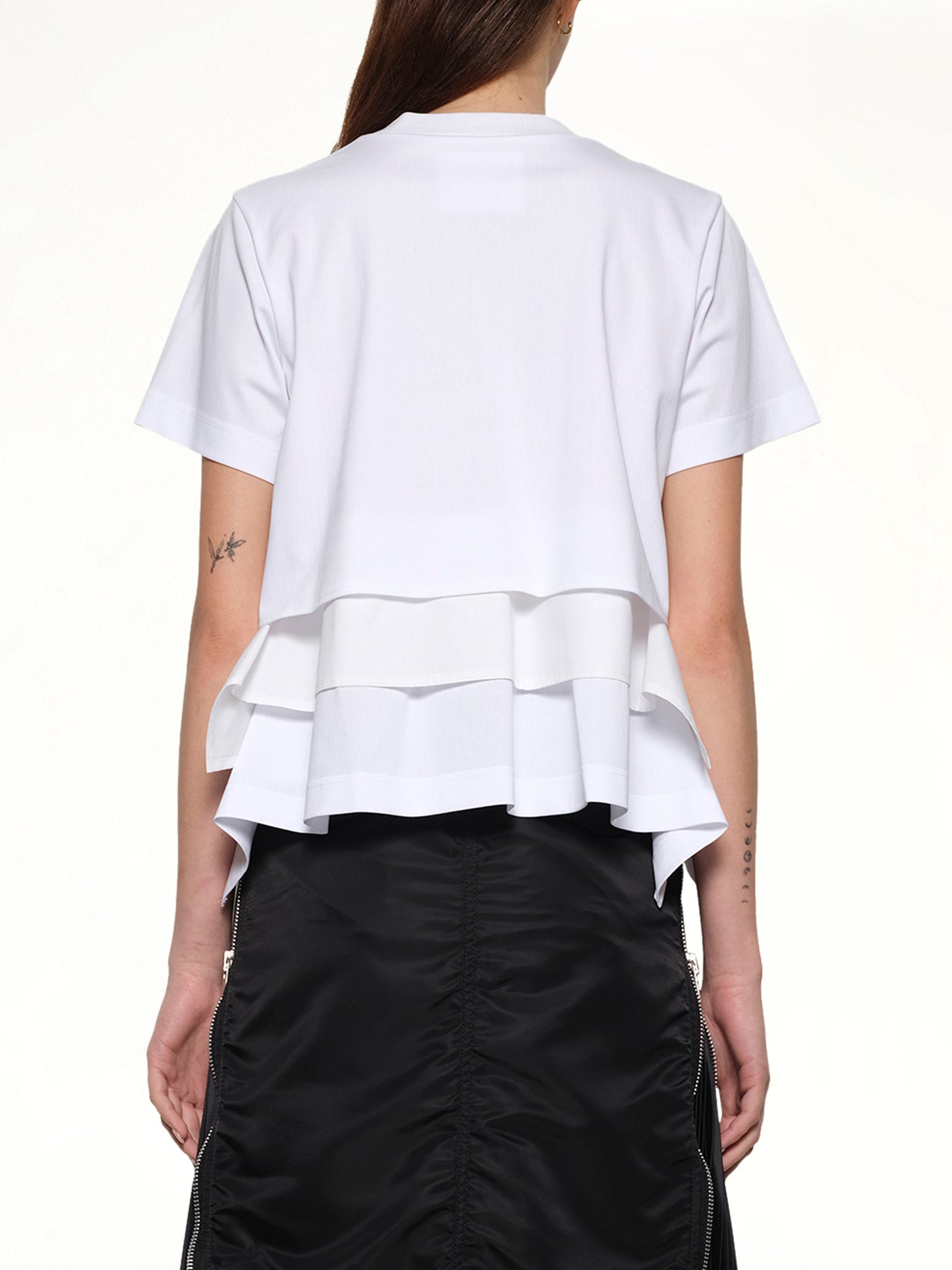 Poplin x Cotton Jersey T-Shirt in Off White