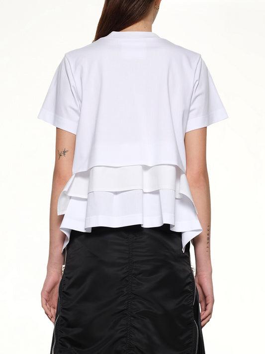 Poplin x Cotton Jersey T-Shirt in Off White