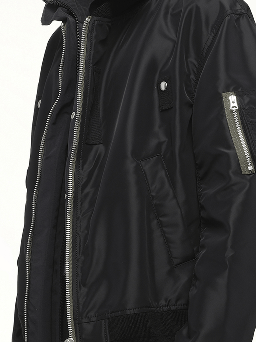 Nylon Twill x Grosgrain Blouson in Black
