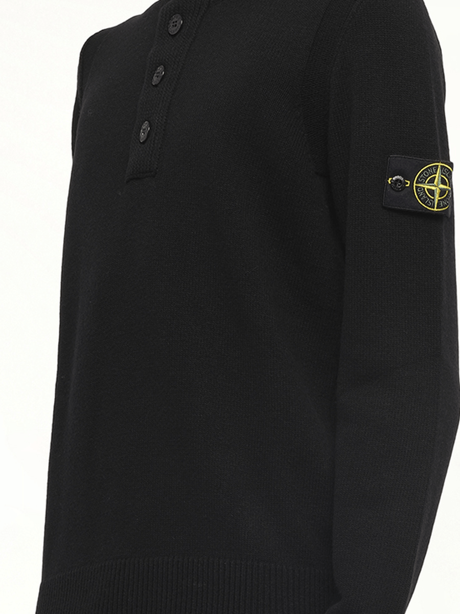 5100040 Lambswool Half-Zip Sweater in Black