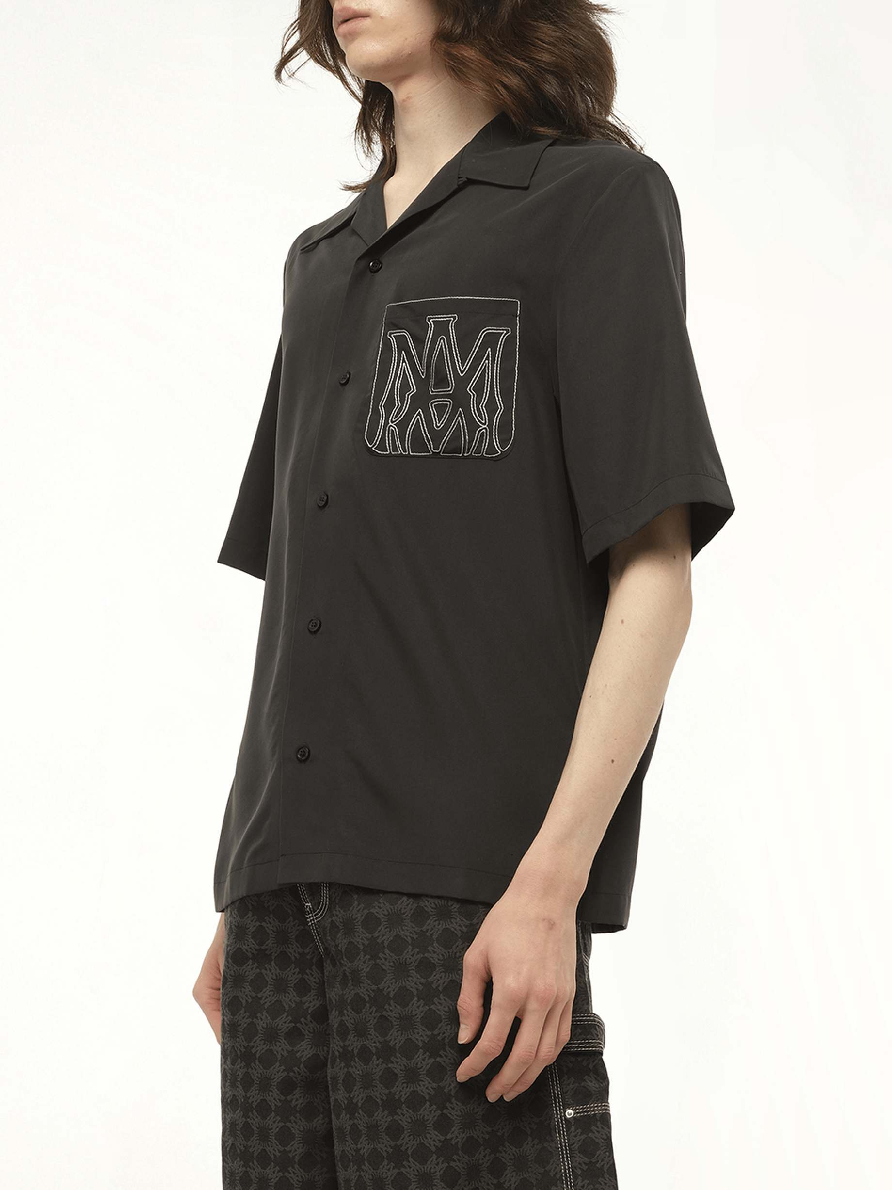 MA Outline Bowling Shirt in Black