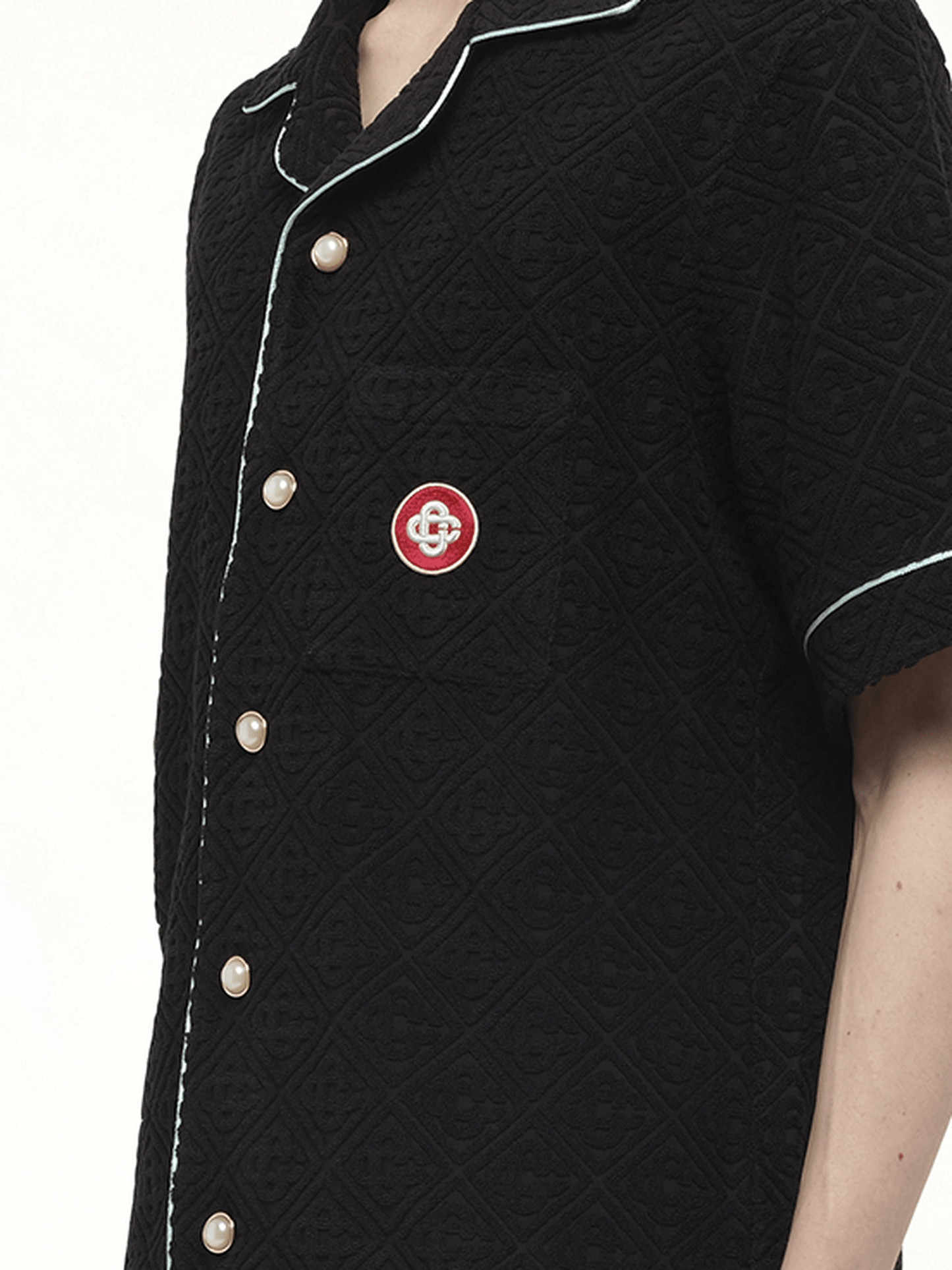 Towelling Monogram Shirt in Black