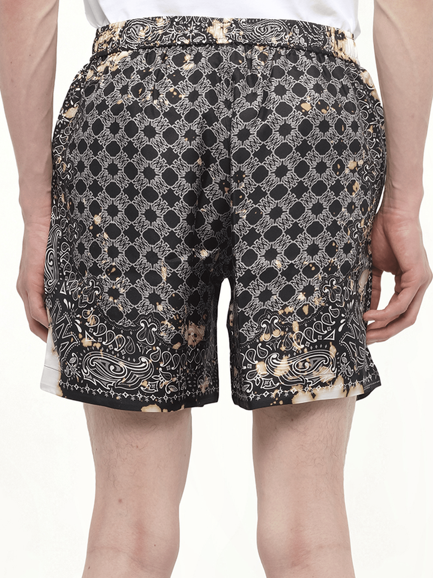 Bleach Bandana Silk Shorts in Black