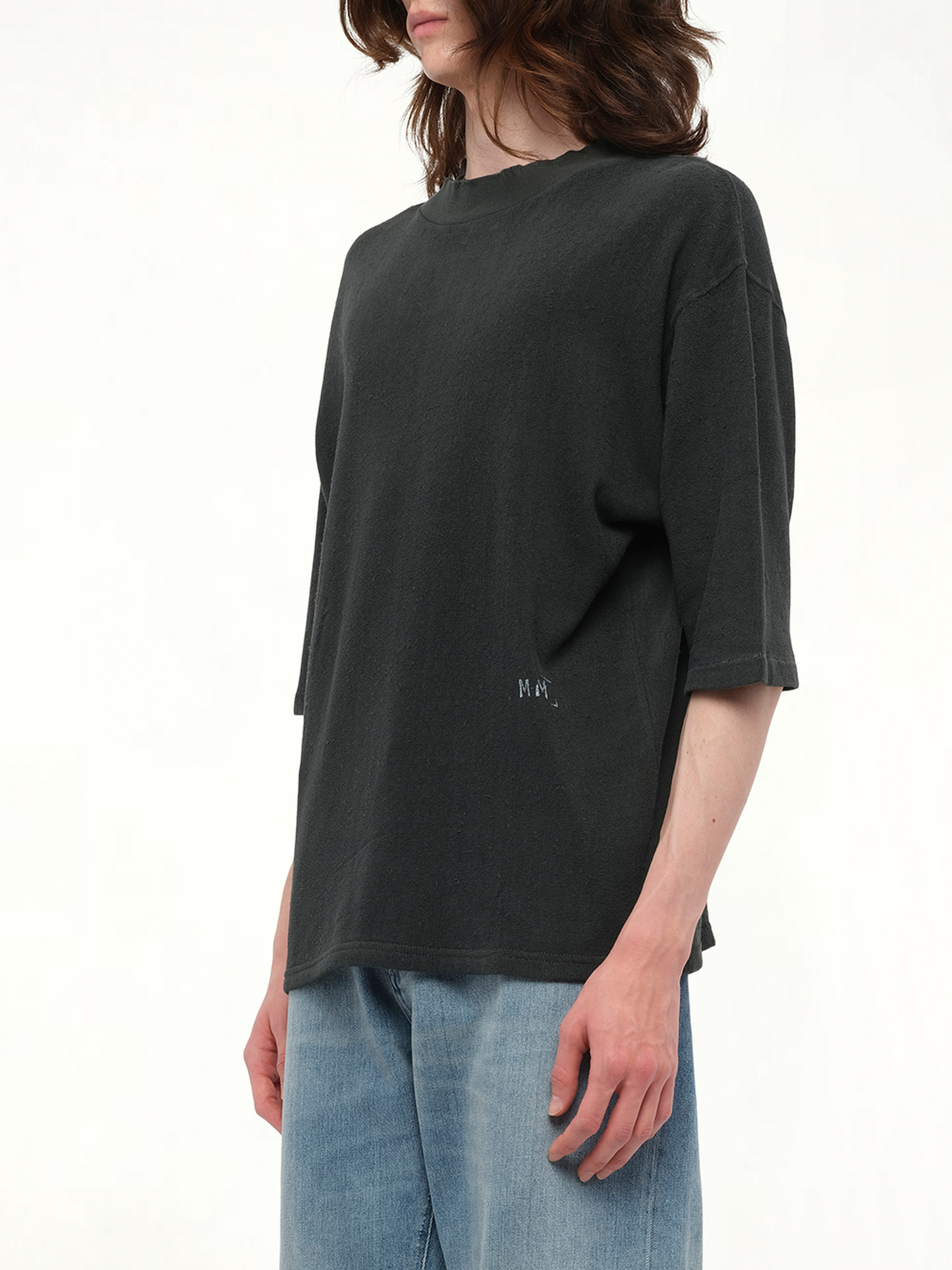 Reverse Terry T-Shirt in Washed Black