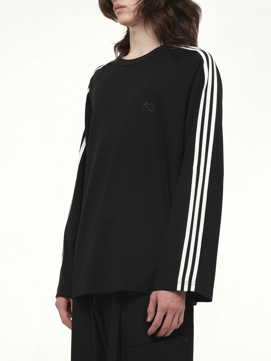 Wire Stripe Long Sleeve T-Shirt in Black