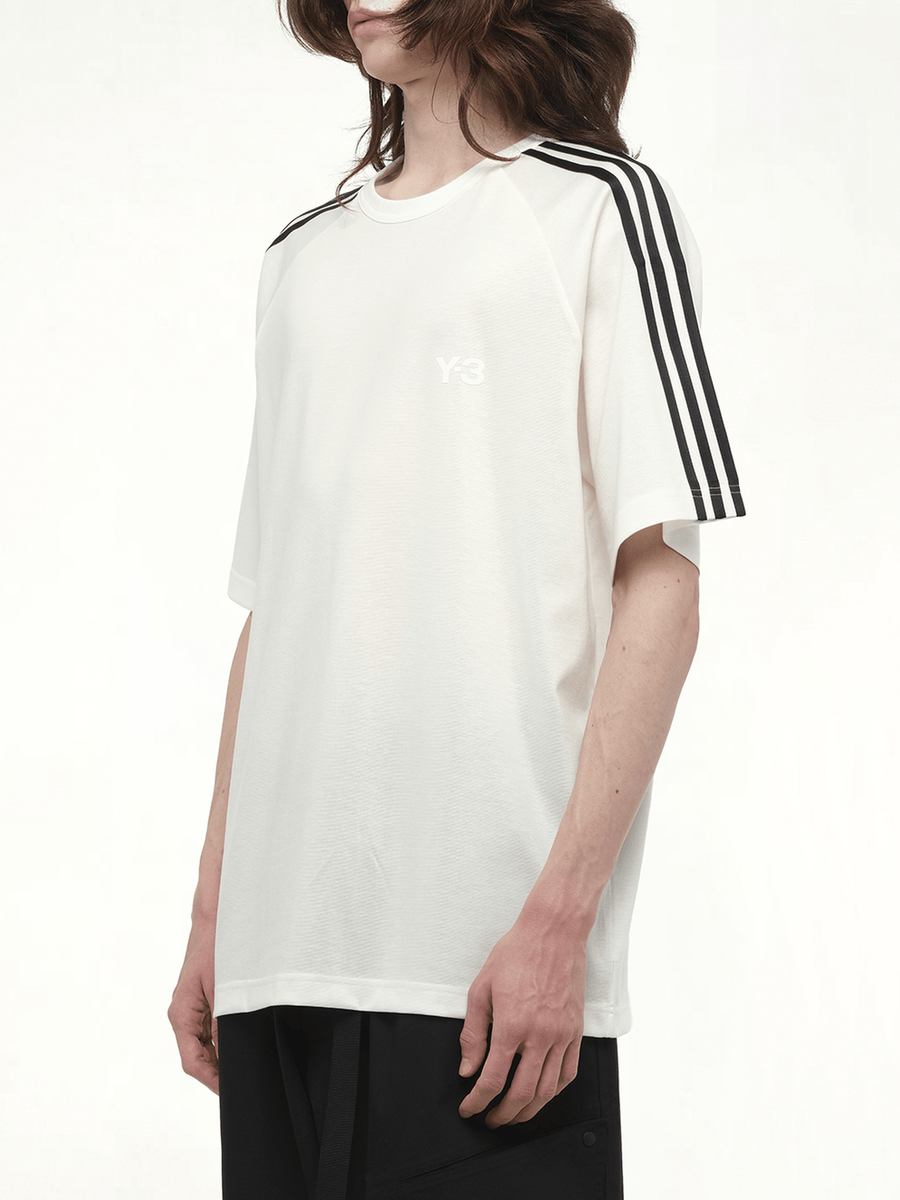 Wire Stripe Short Sleeve T-Shirt in White