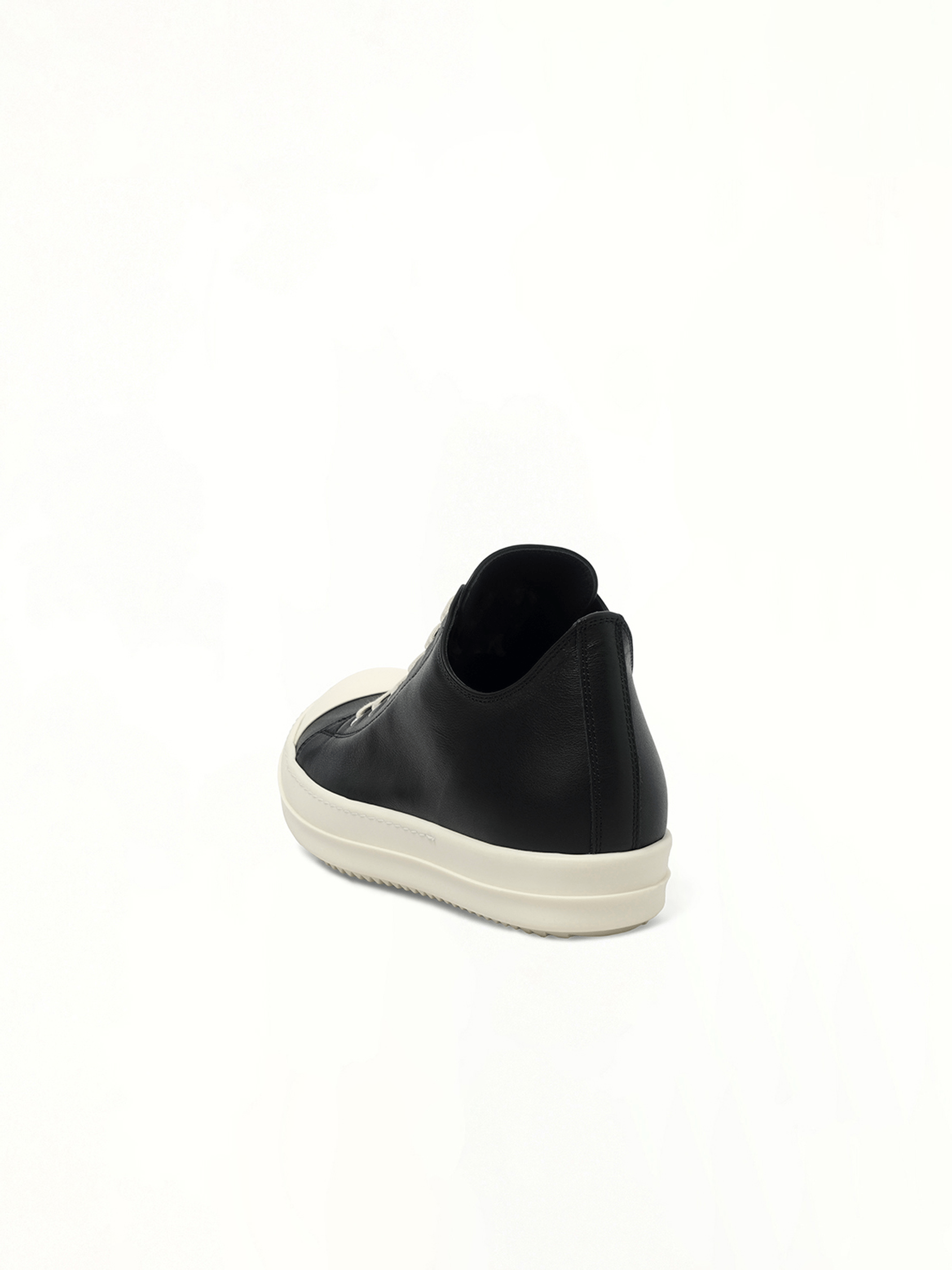 Low Sneaks in Black/Milk/Milk Back View | RICK OWENS