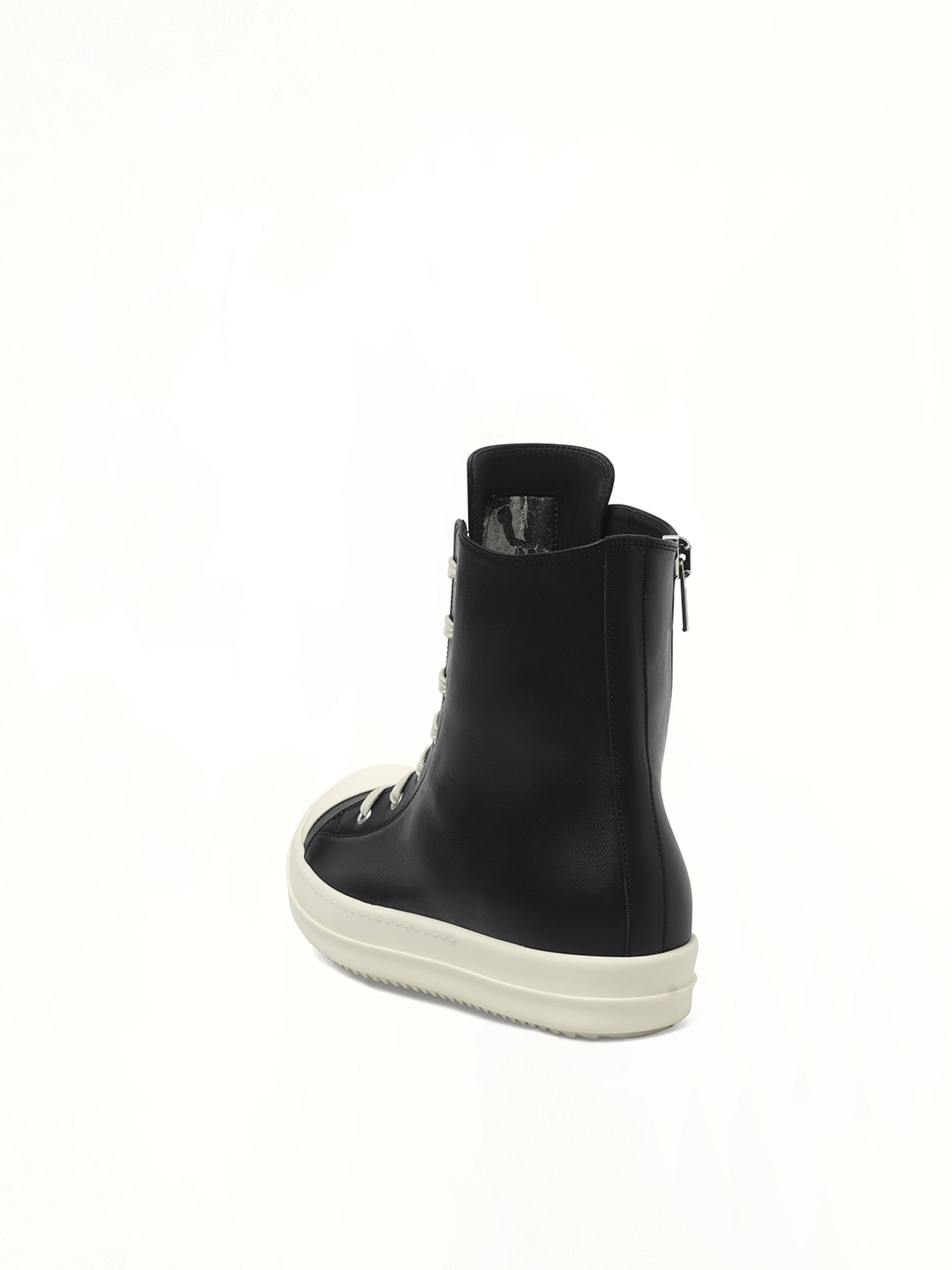 Sneaks in Black/Milk/Milk Back View | RICK OWENS