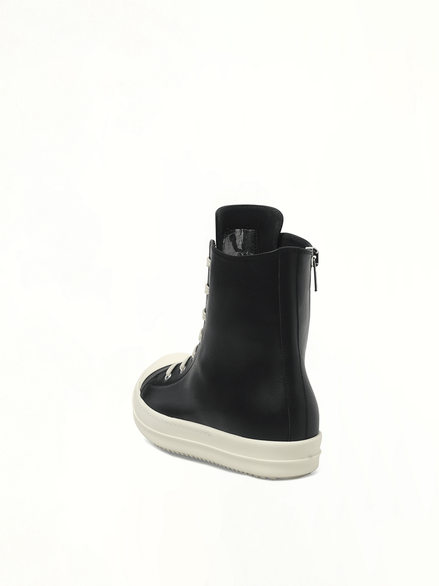 Sneaks in Black/Milk/Milk Back View | RICK OWENS