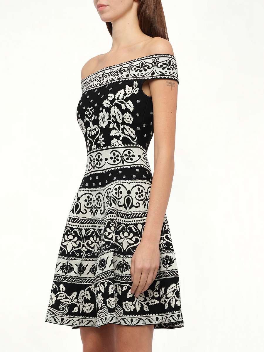 Floral Jacq Dress in Black/White