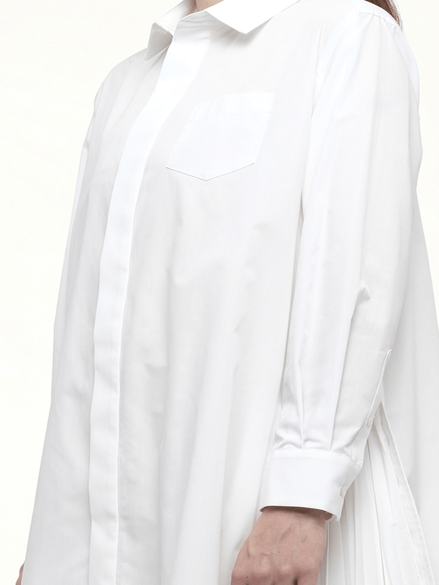 Side Zip Poplin Dress in Off White