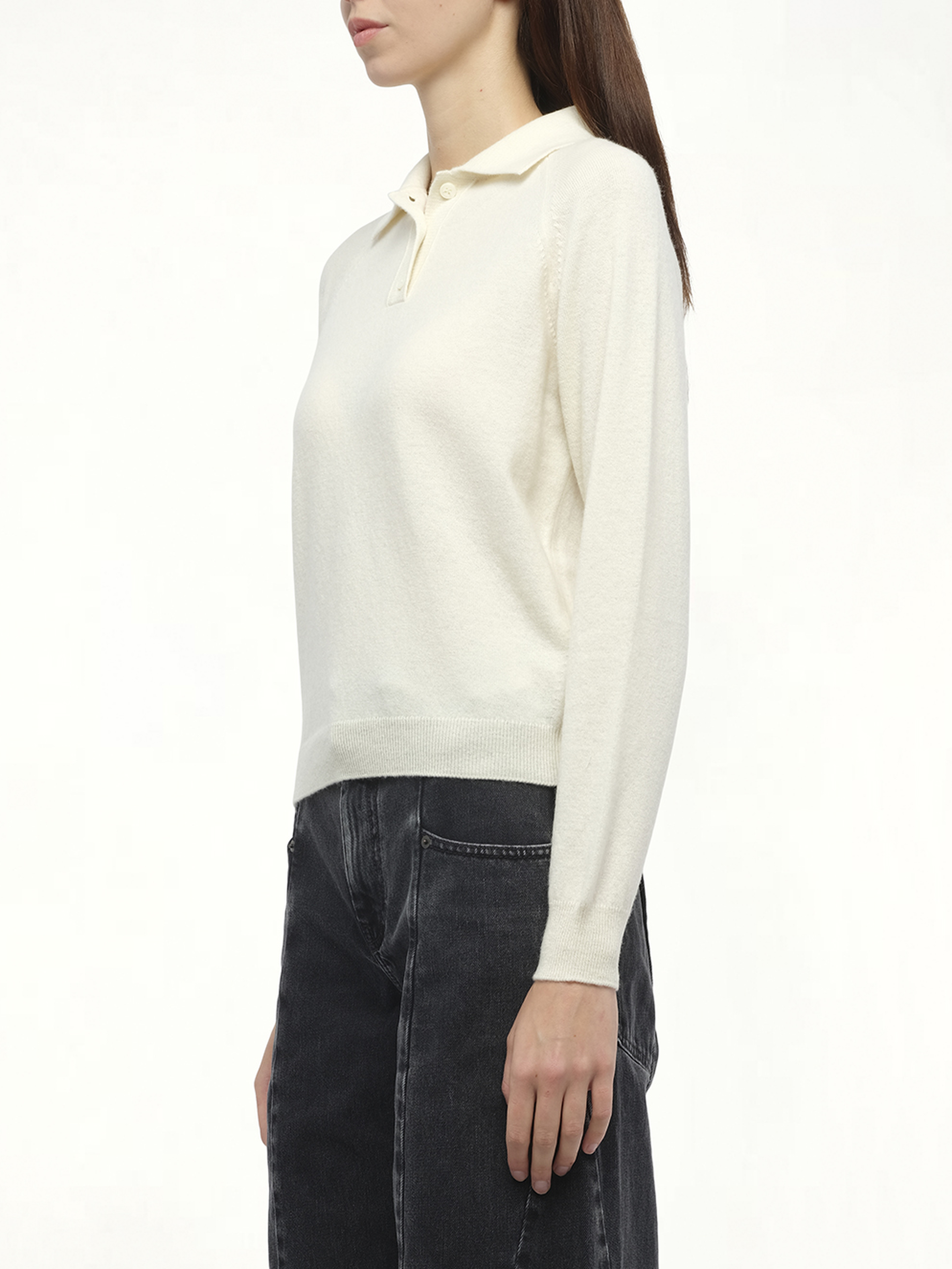 Wool Polo Shirt in Off White