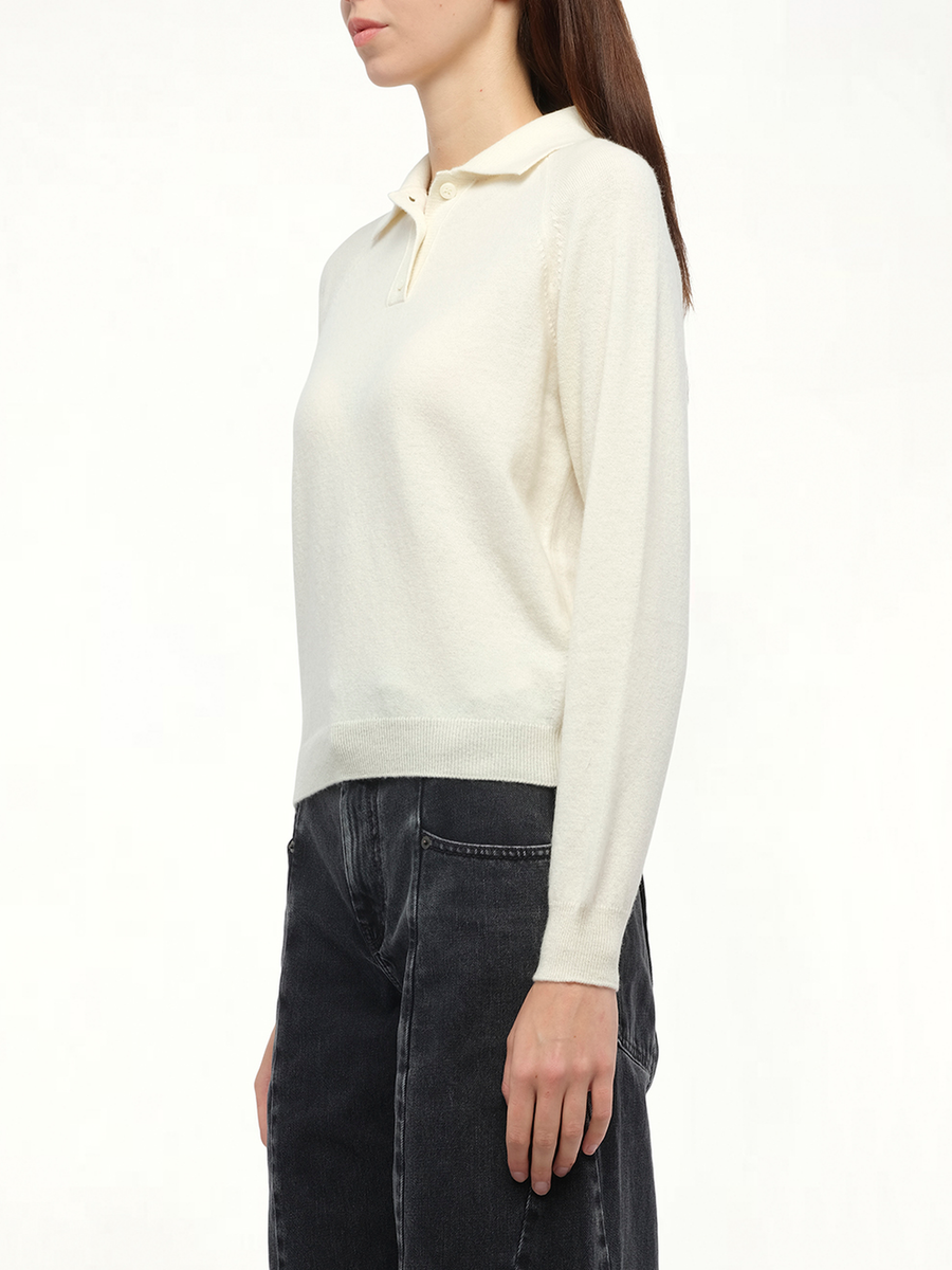 Wool Polo Shirt in Off White