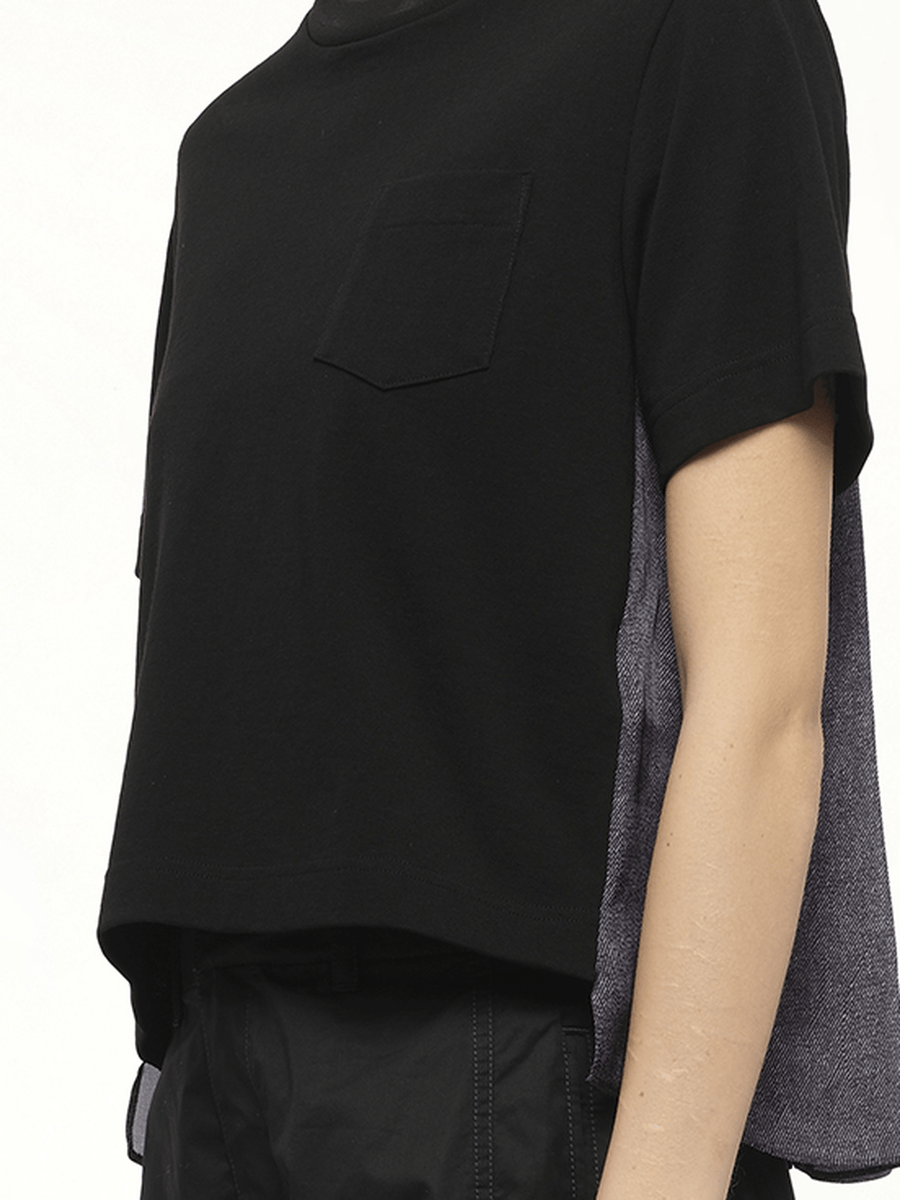 Denim x Cotton Jersey T-Shirt in Black/Indigo