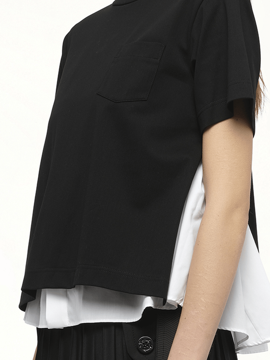Poplin x Cotton Jersey T-Shirt in Black/Off White