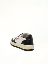 Medalist Low Bicolour Sneakers in White/Black Top View | AUTRY
