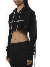 Rick Owens Drkshdw Hollywood Cropped Hoodie in Black/Milk
