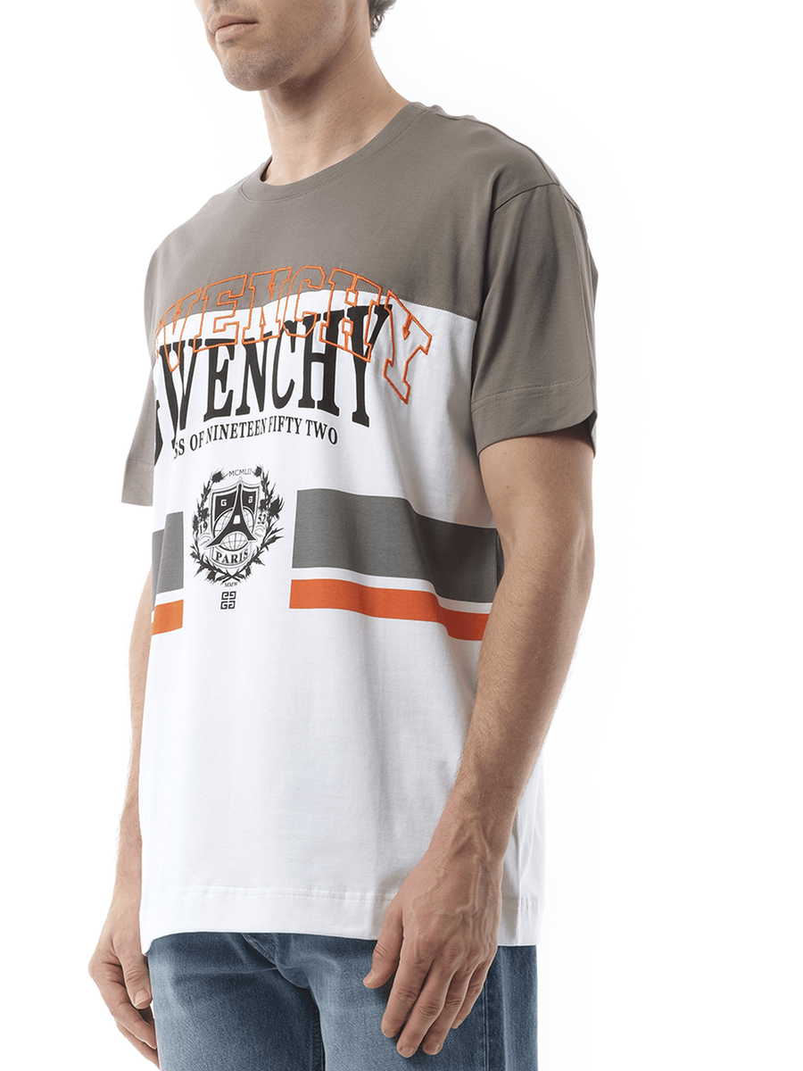Givenchy College Print Stripes Logo T-Shirt in Grey/White