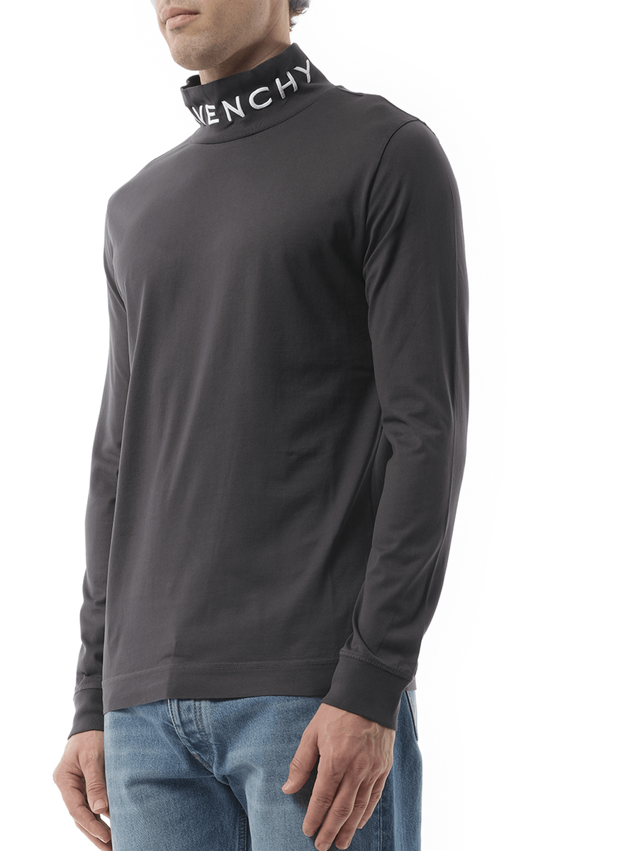 Givenchy Faded Logo Dyed Long Sleeve T-Shirt in Black/Grey