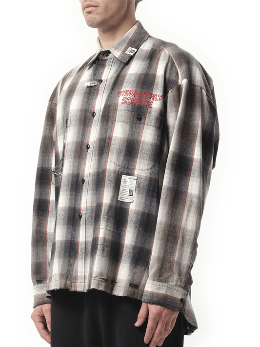 Maison Mihara Yasuhiro Vintage Like Check L/S Shirt in Gray