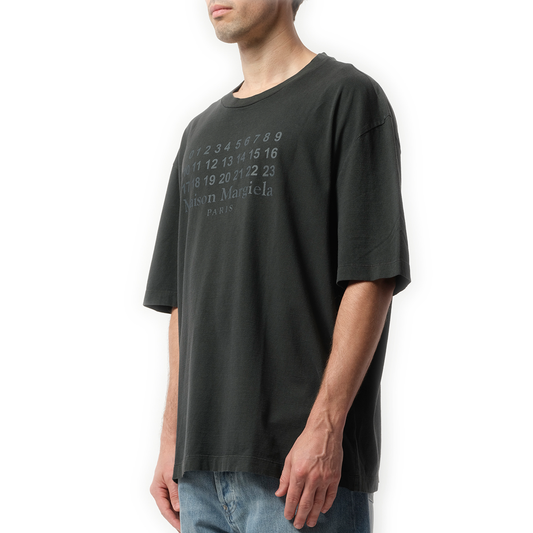 Number Logo T-Shirt in Washed Black