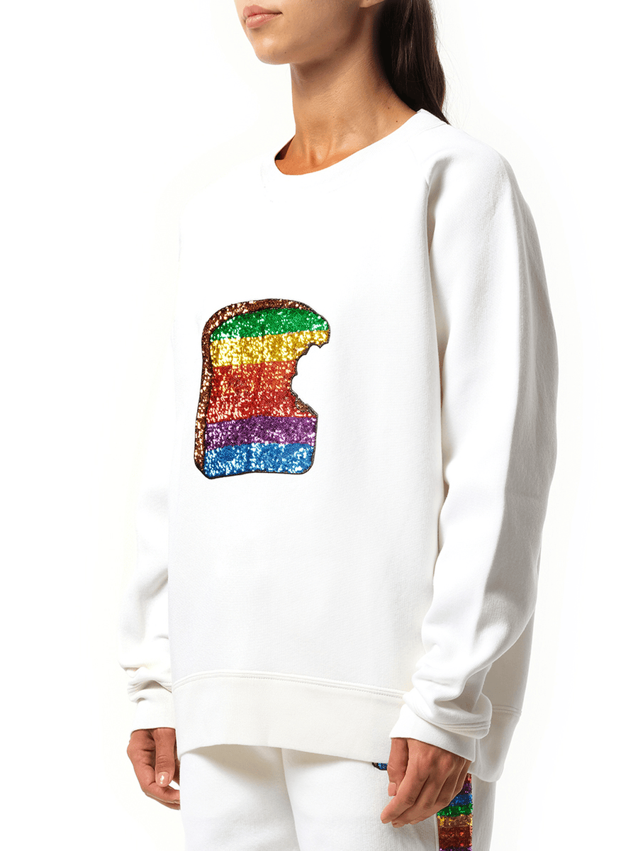 Long Sleeve Crew Sweatshirt in White