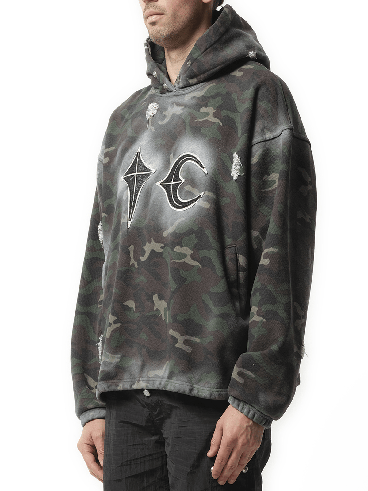 Thug Club Sprayed Camoflage Rock Hoodie in Camo